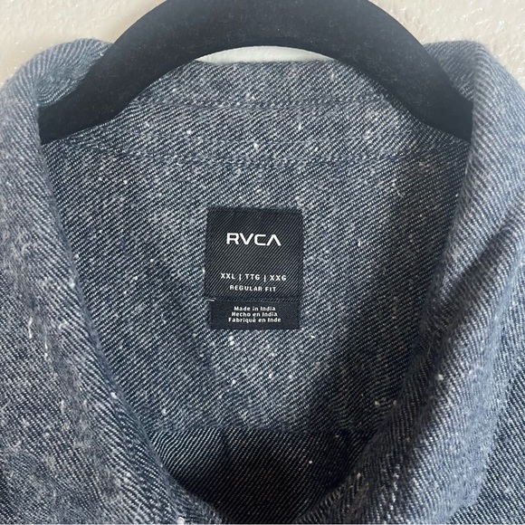 RVCA Dark Grey/Blue Speckled Long-Sleeve Button-Down Shirt XXL - Picture 4 of 6